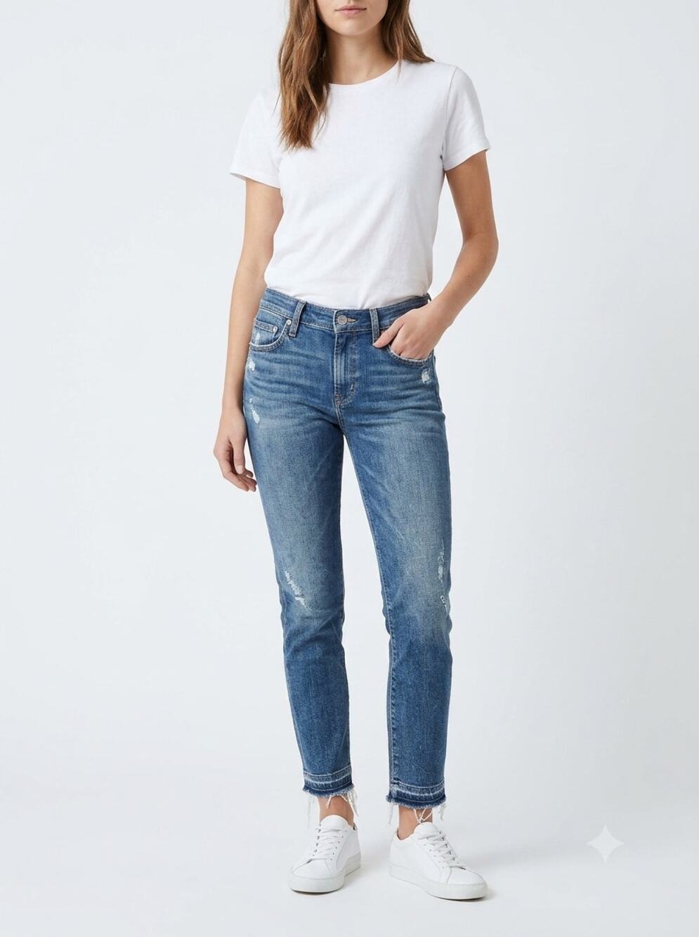 Citizens of Humanity Rocket Crop Jeans Womens 25 Blue High Rise Skinny Raw Hem